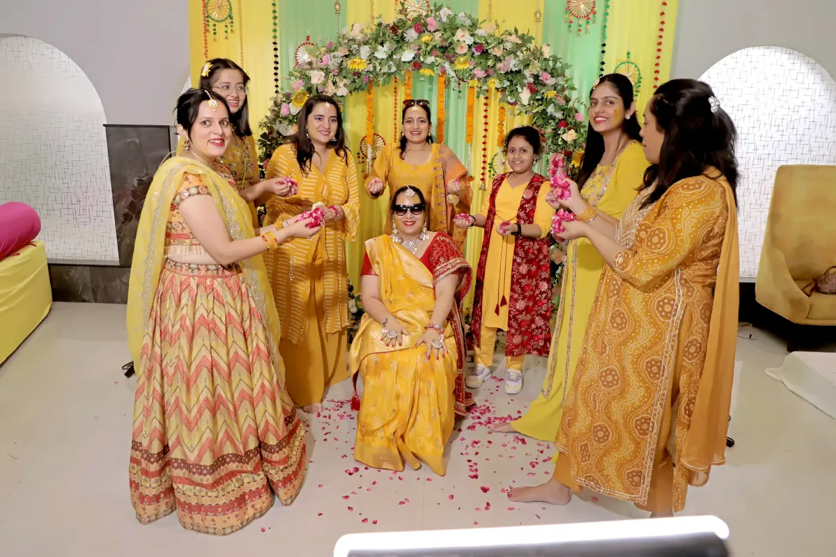 The Haldi Court with Bride and Loved Ones